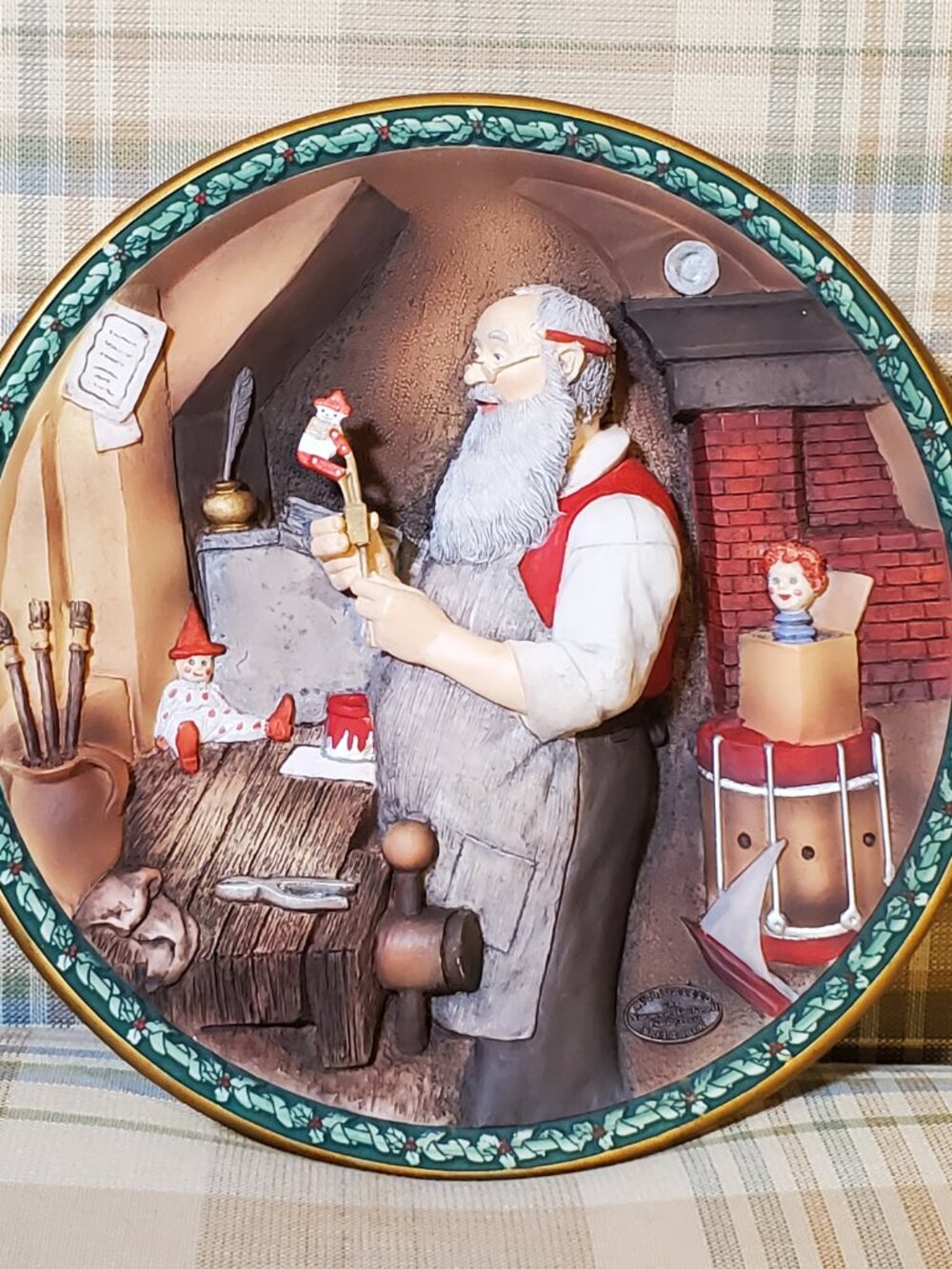 Norman Rockwell "Santa's Workshop" 3D Collector Plate Hand Numbered